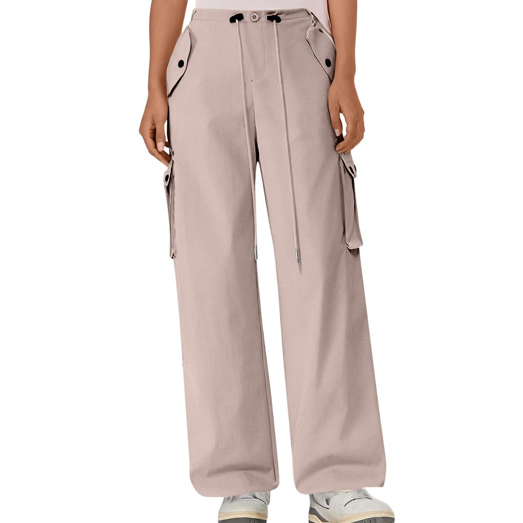 Women's Summer Thin Loose Straight Leg Pants With Multiple Pockets High Waist And Wide Legs Quick Drying Sports Pants (Regular Style)