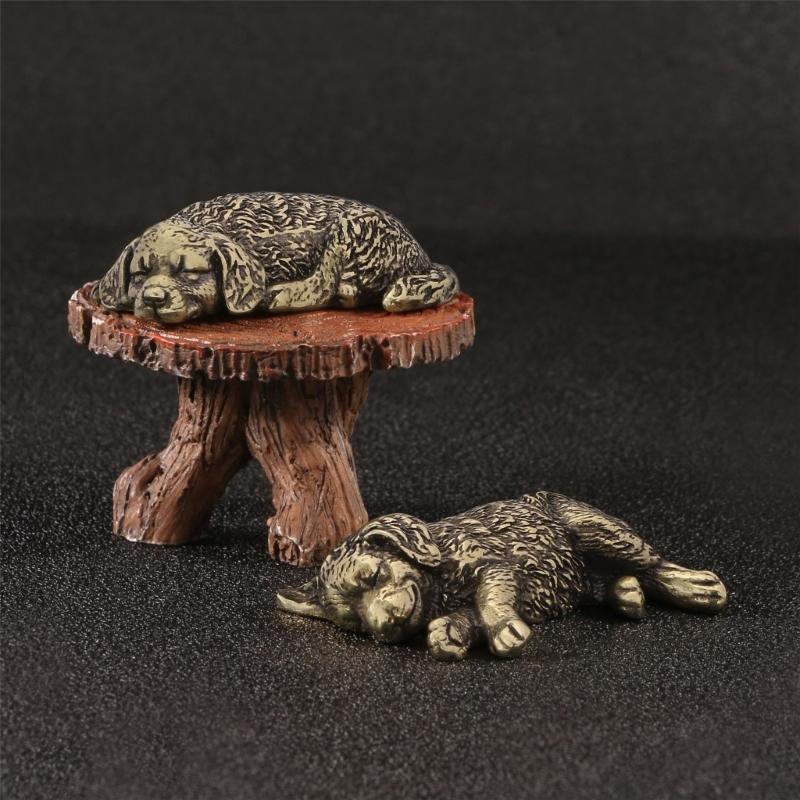 Metal Animal Statues Figurines Retro Dog Statue Figurines Sculptures Tabletop Centerpieces Home Decors Collectibles