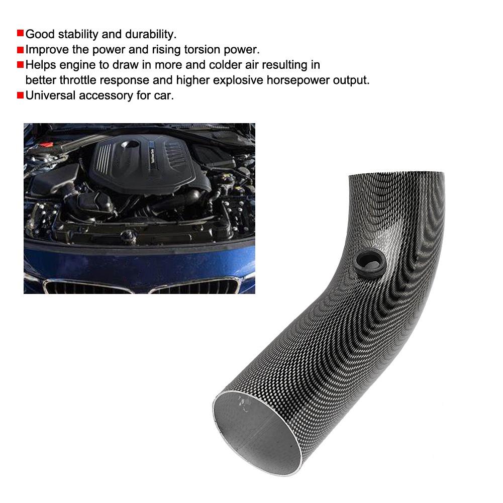 Universal Car 75mm Inlet Carbon Fiber Look Steel Cold Air Intake Pipe Accessory