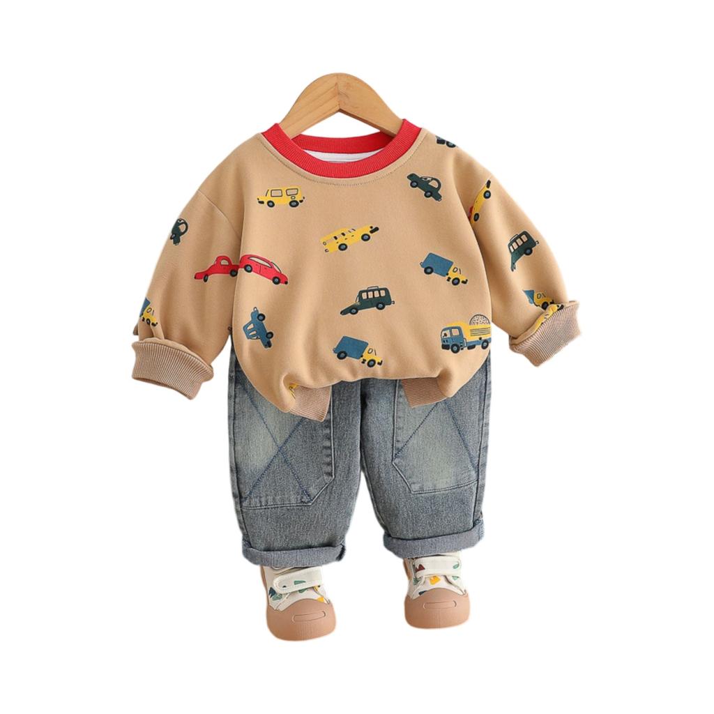 Kids Casual Long-Sleeve Set, Comfortable Daily Wear Outfits