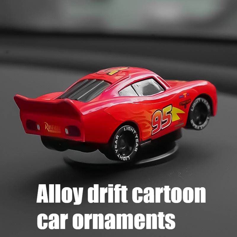 

Disney Lightning McQueen Alloy Drift Cartoon Car Ornament Universal Rotating Car Model Ornament Decoration Nostalgic Classic Style A