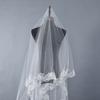Womens Short Fingertip Length 1 Tier Lace Edge Wedding Bridal Veil Bride Tulle Hair Accessories Without Metal Comb