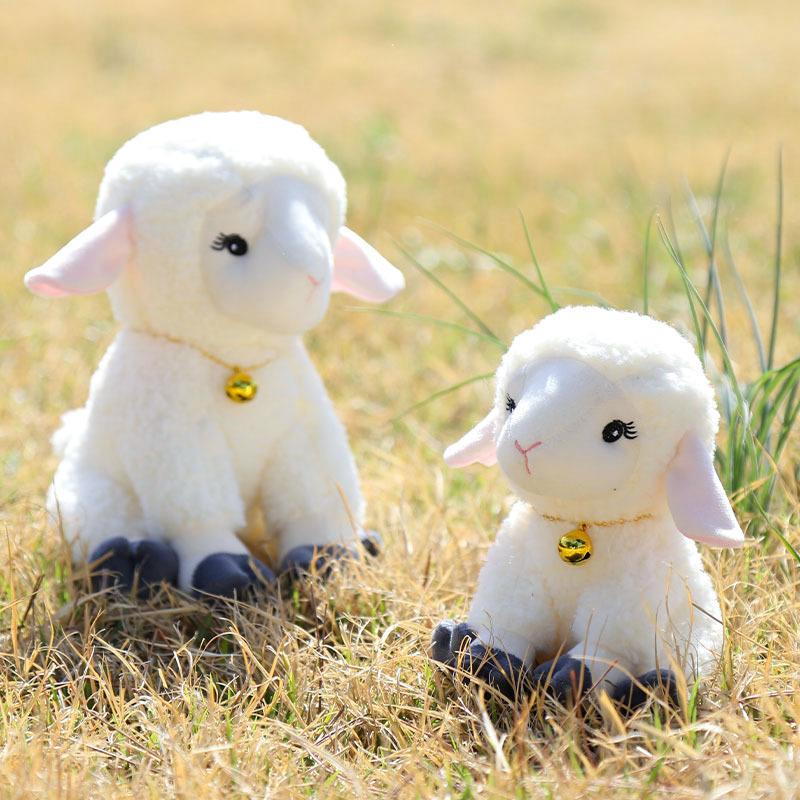 Cute Bell Decor Sheep Stuffed Ornament Long Ears Sitting Design 1Pcs Soft Fluffy Plush Pendant for Backpack Car Interior Decor
