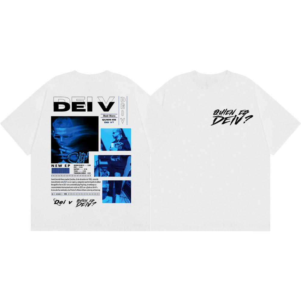 Rapper Dei V Album Merch Tshirt Unisex Unisex Fashion Hip Hop Vintage Short Sleeve T Shirt High Quality Cotton Oversized Tshirts