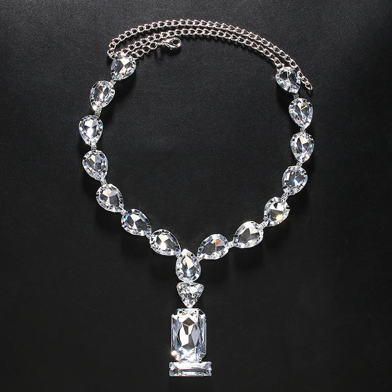 Rectangle oval water drop necklace exaggerated atmosphere personality necklace fashion high sense item