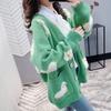 Herbst Winter Strickjacke Niedlichen Cartoon Print V-ausschnitt Frauen Pullover Mantel Koreanischen Stil Strickjacke Pullover Für Frauen