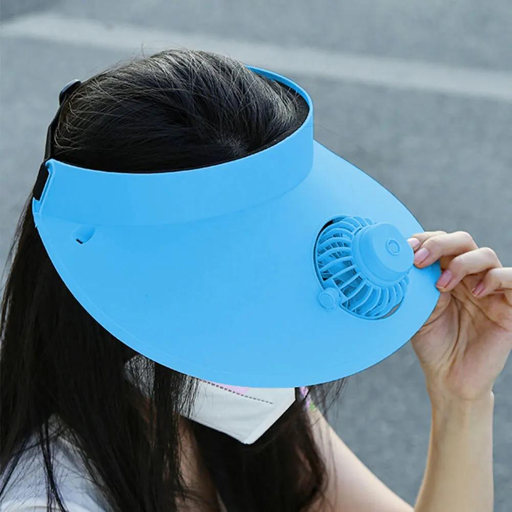 Sun Visor Hat with Fan Solar & USB Charging Sun Protection Hat Breathable Summer Cooling Fan Hat for Outdoor Camping Fishing