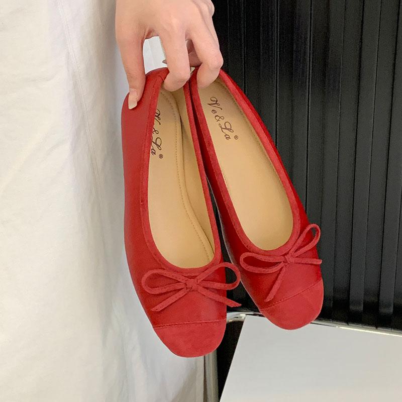 

Мода 2025 Новая Мода Женские Балетки с Бантом-Бабочкой Обувь Женские Неглубокие Женские Балетки Обувь Слипоны с Увеличением Высоты 35 красный