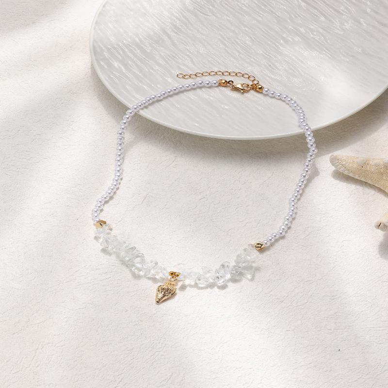 

Vintage Metal Crabs Starfish Scallop Pendant Necklace For Women Men Bohemian Polymer Clay Beads Choker Summer Beach Jewelry Gift A4