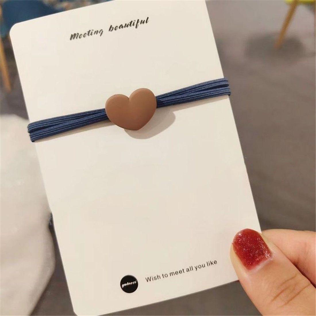 

Милое женское кольцо для волос в форме сердца, высокоэластичная резинка для волос Coffee