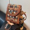 High Texture Fashion Vertical Messenger Bag Women'S Popular Bag Niche Shoulder Mobile Phone Bag Plaid Bag Women