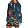 Women's Christmas Print Long Sleeve Hooded Sweatshirt with Festive Holiday Design