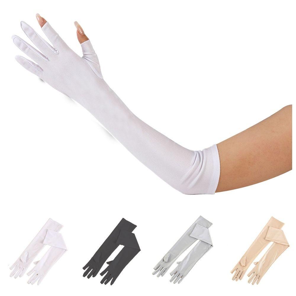 Sun Protection Ice Silk Sleeves Gloves Anti-UV Cycling Gloves Elastic Sunscreen Sleeve  Women