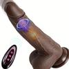 Realistic Coffee Black Telescopic Penis Thrusting Dildo Vibrator 9.8Inch Rotating Heating Sex Toy for Anal Clitoral GSpot Stimulation Silicone Dildos