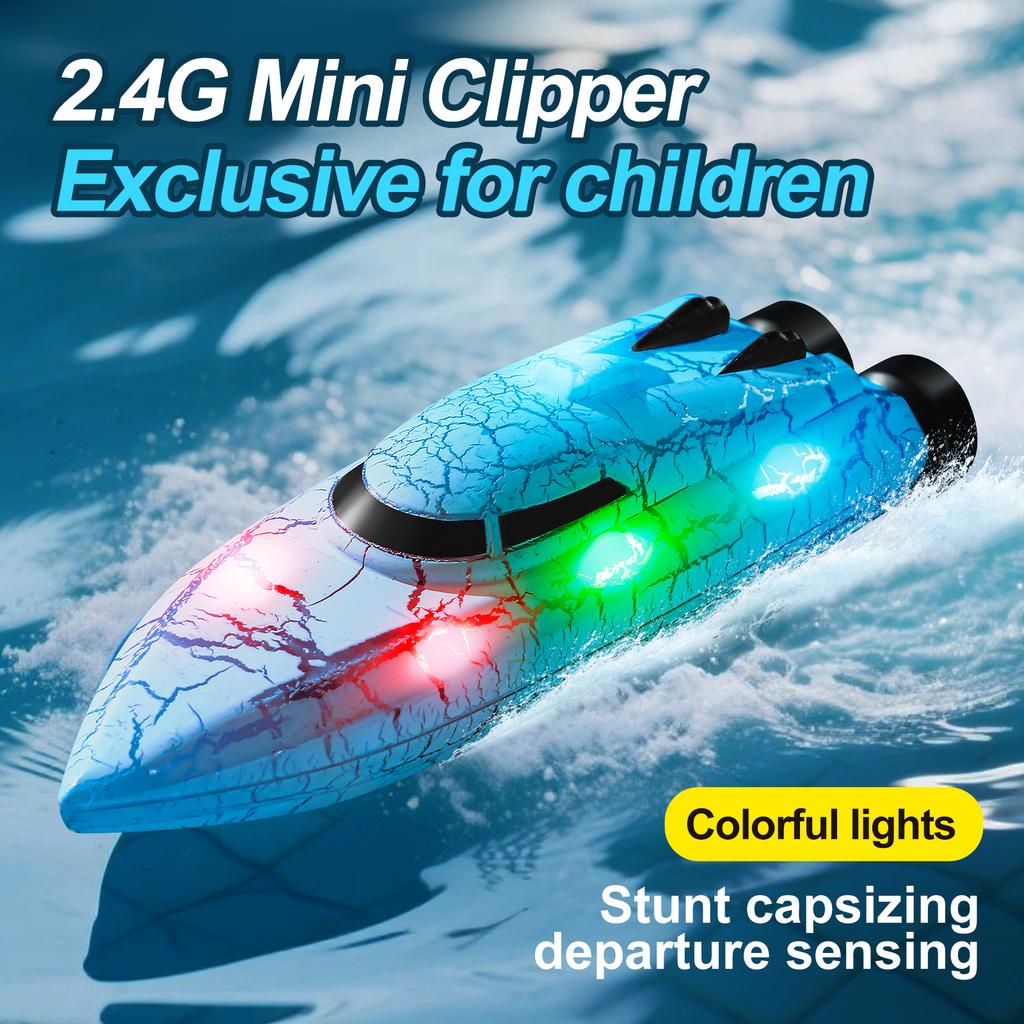 Non-Toxic Rc Baots 2.4G 4Wd Mini Remote Control Boat With Light Speedboat For Pools Competitive Indoor Watercraft Toys For Kids Gifts
