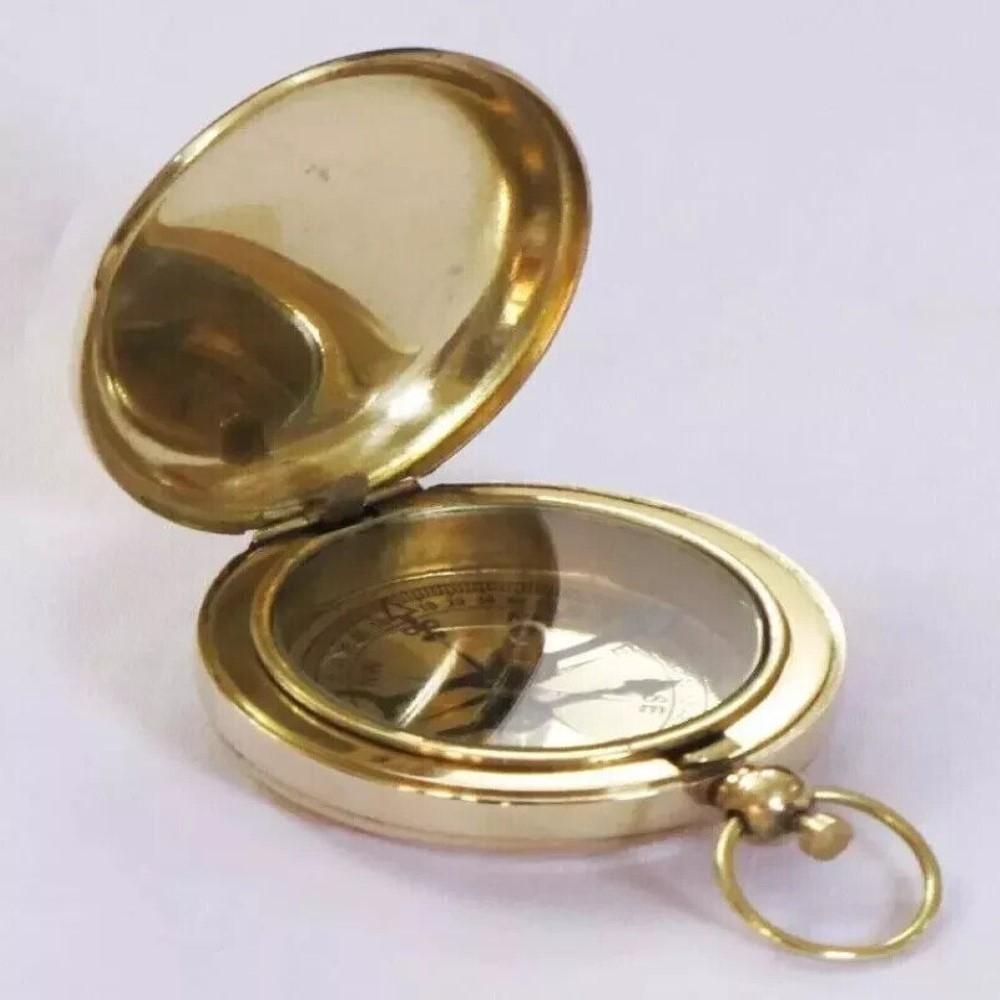 Brass Push Button Navigation Compass – 6.35 cm, Polished Finish, Magnetic