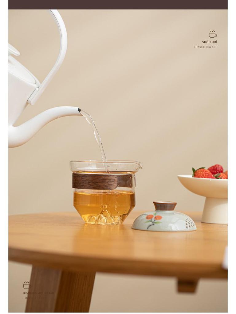 Portable Hand-Painted Travel Tea Set with One Pot and Four Cups – Perfect Business Gift