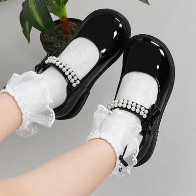 New Kids Mary Jane Shoes Versatile Sweet Girl Leather Shoe Black Performance Flats Fashion Causal Children Princess Shoes School