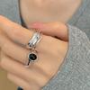 Women's Adjustable Oval Black Zirconia Ring with Intersecting Lines - Trendy, Cool, and Sweet Index Finger Jewelry