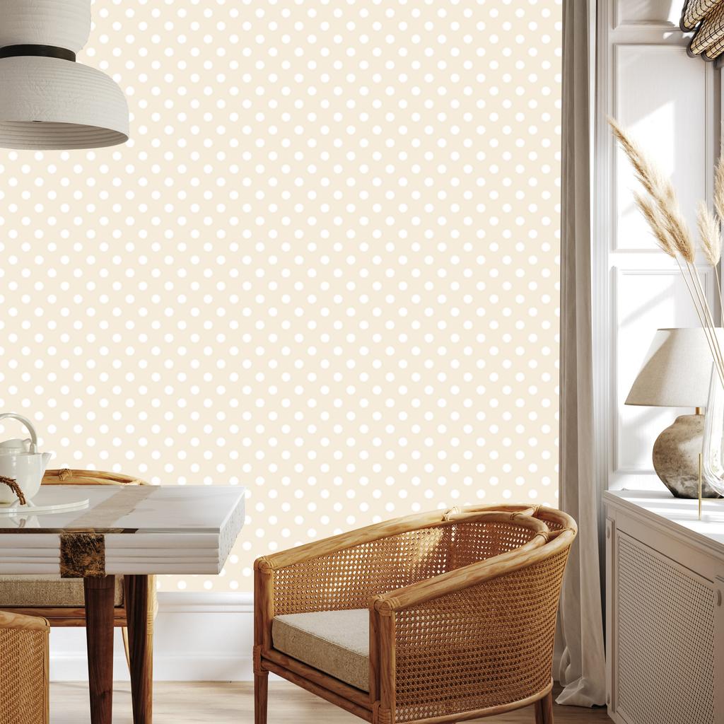 White Dots Wallpaper In Retro Style for Living Room and Bedroom 50x1000