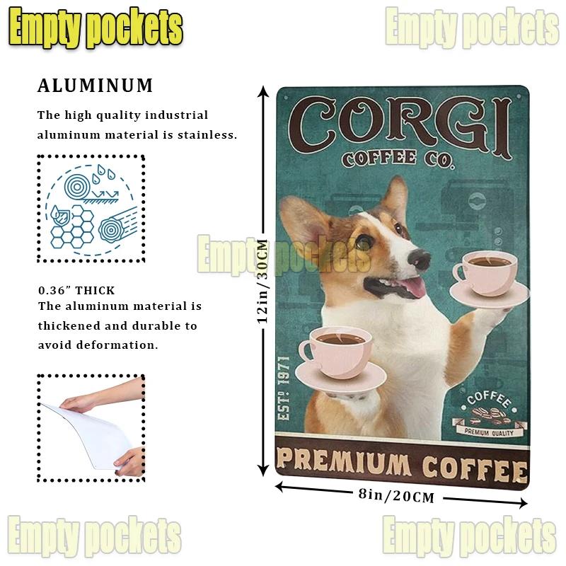Vintage Pet Dog Corgi Tin Sign Plates for Pet Shop Bedroom Living Room cafe Kitchen metal wall art Decor Gift for Dog Lover