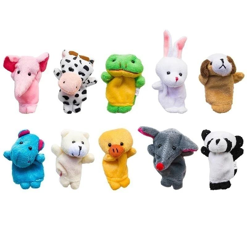 

10 Pcs Cartoon Biological Animal Finger Puppet Plush Toys Dolls Child Baby Favor Mini Decoration Room Accessories 10pcs