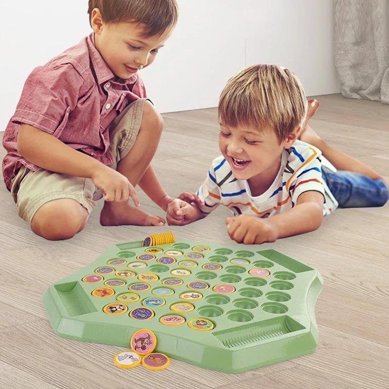 Flip Chess Memory Game Animal Fruit Cognitive Learning Toy For Kids Logic Observation Training 2-4 Player Family Battle Game