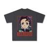 100% Pure Cotton Ghost Extermination Blade Tanujiro Anime T-Shirt Men's and Women's Summer Retro Loose Casual Top Tide