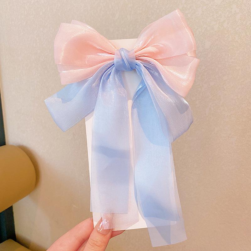 Rainbow Bow Braided Hair Clip for Girls - Cute Hair Accessory with Ribbon Hairpin