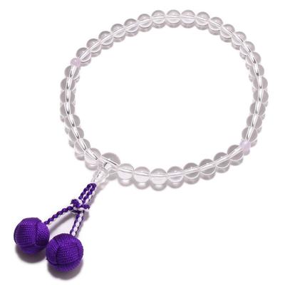 Nenjudo Made In Japan Women's Prayer Beads, Genuine Crystal and Fujigumo Stone [Purse Beads Bag Included], Durable Tassel, Purple, Suitable for All