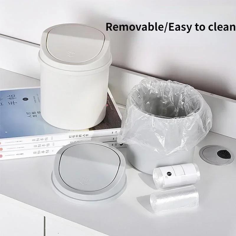 Mini Desktop Bin Small Trash Can Tube With Cover Bedroom Trash Can Garbage Can Clean Workspace Storage Box Home Desk
