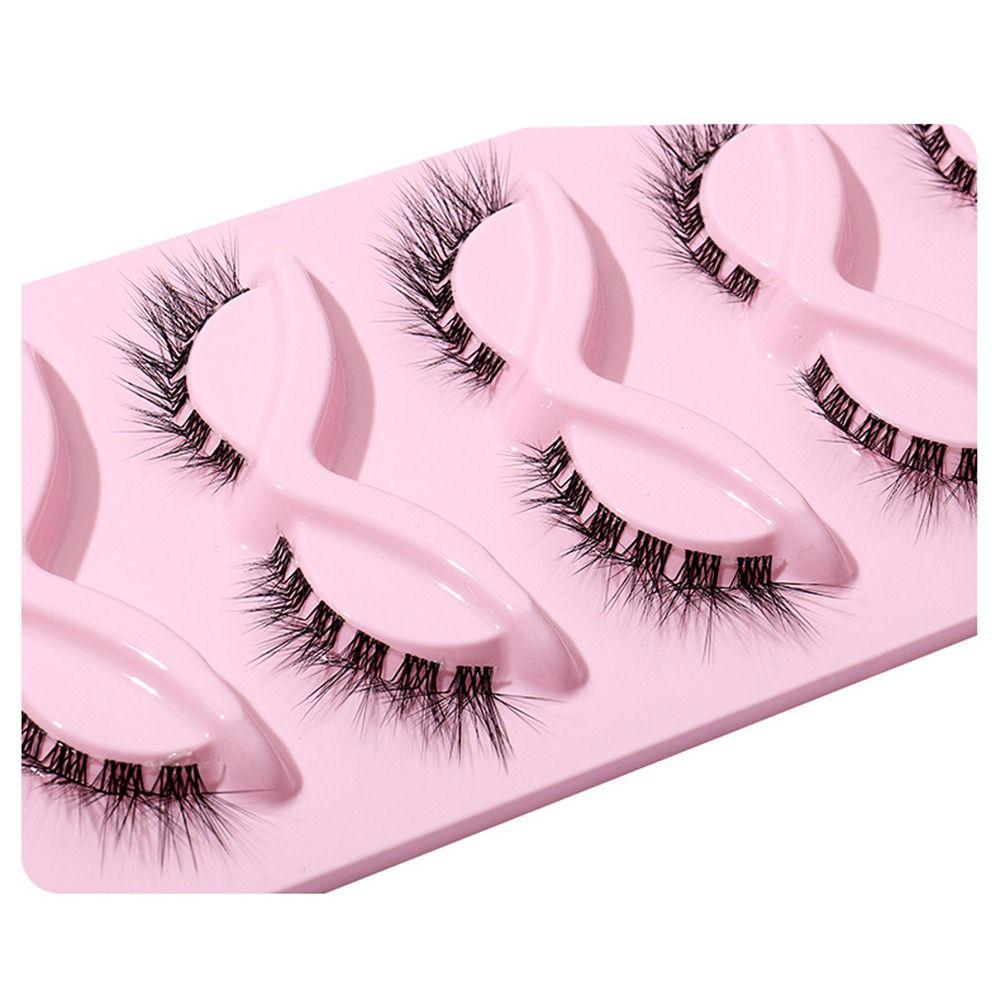 5 Pair Full Strip Cat Eye Fake Lashes 3D Faux Mink Lashes Fluffy L Curl False Eyelashes  Women