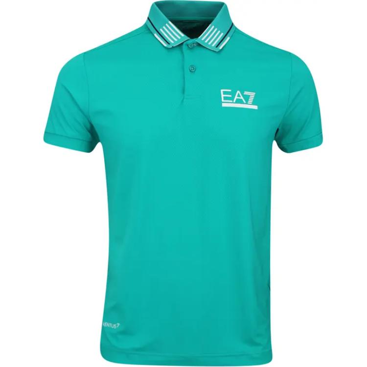 

Emporio Armani Мужская рубашка-поло EA7 с принтом логотипа, однотонная, топ, цвет Циан, 3DPF11-PJMMZ-1815 L