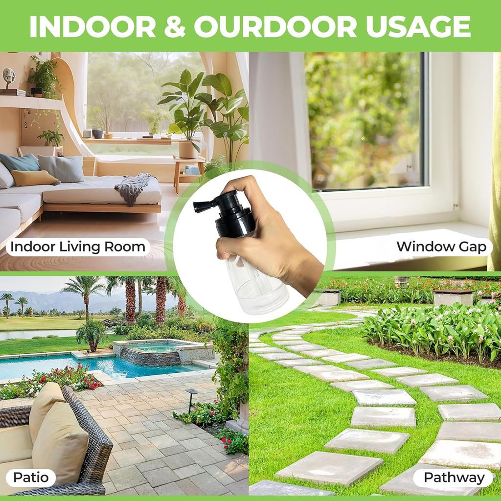 Diatomaceous Earth Duster 6oz Garden Power Dispersal for Indoor Outdoor Adjustable Sprayer Angled Transparent Body