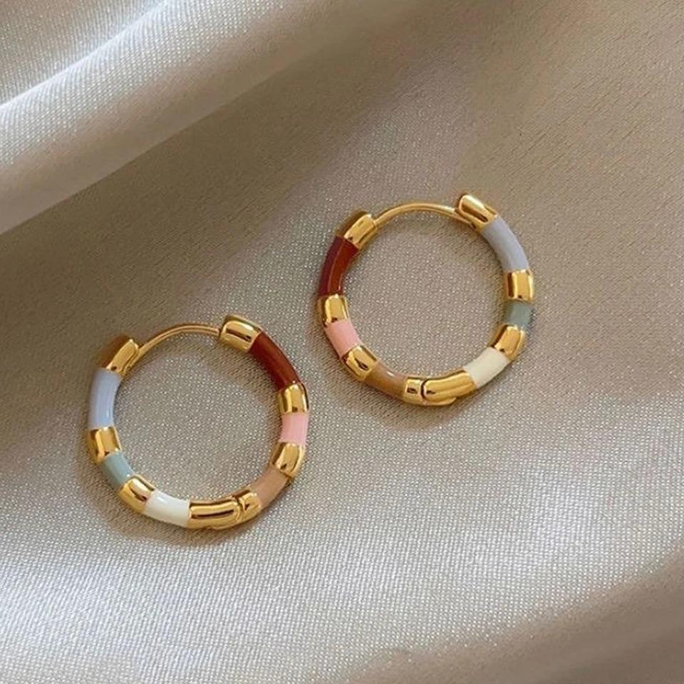 Retro Trend Colorful Geometric Drop Female Earrings Niche Personality Design Fashion Holiday Party Accessories Jewelry Gifts