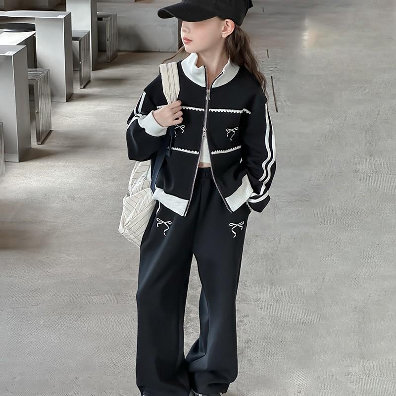 Kinderkleidungssets Mädchen Sportanzüge Frühling Herbst Jacke Hose Outdoor Lässiger Stil Trainingsanzug 2-teiliges Set für Teenager 5-14 Jahre