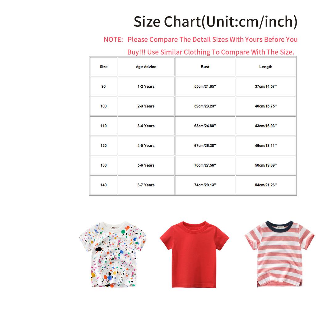 Unisex Baby T-Shirt Cotton Cute Cartoon Print Tops For 1-7 Years Old Clothes