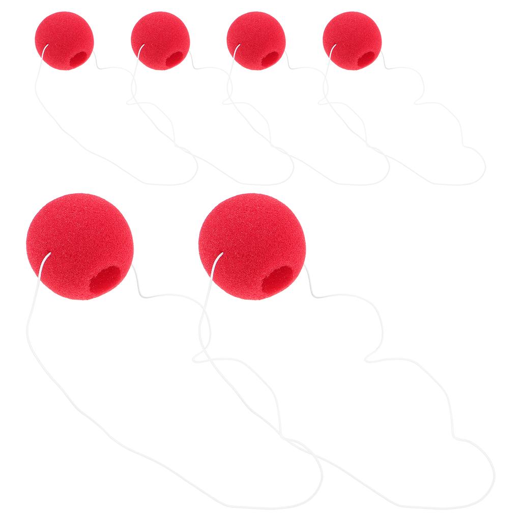6pcs Clown Noses Bulk Halloween Party Red Sponge Clown Nose Costume Accessories Xmas Funny Role-Playing Props For Cosplay Party