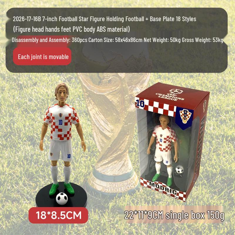 2026 World Cup Soccer Stars Figurines: CR7, Messi, Neymar, Mbappé Dolls