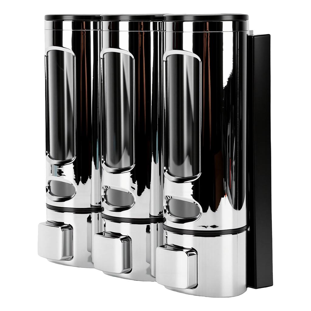 Dispenser da Doccia a 3 Scomparti 3x400ml Grande Capacità Ricaricabile Montato a Parete Dispenser per Shampoo e Balsamo per Bagno