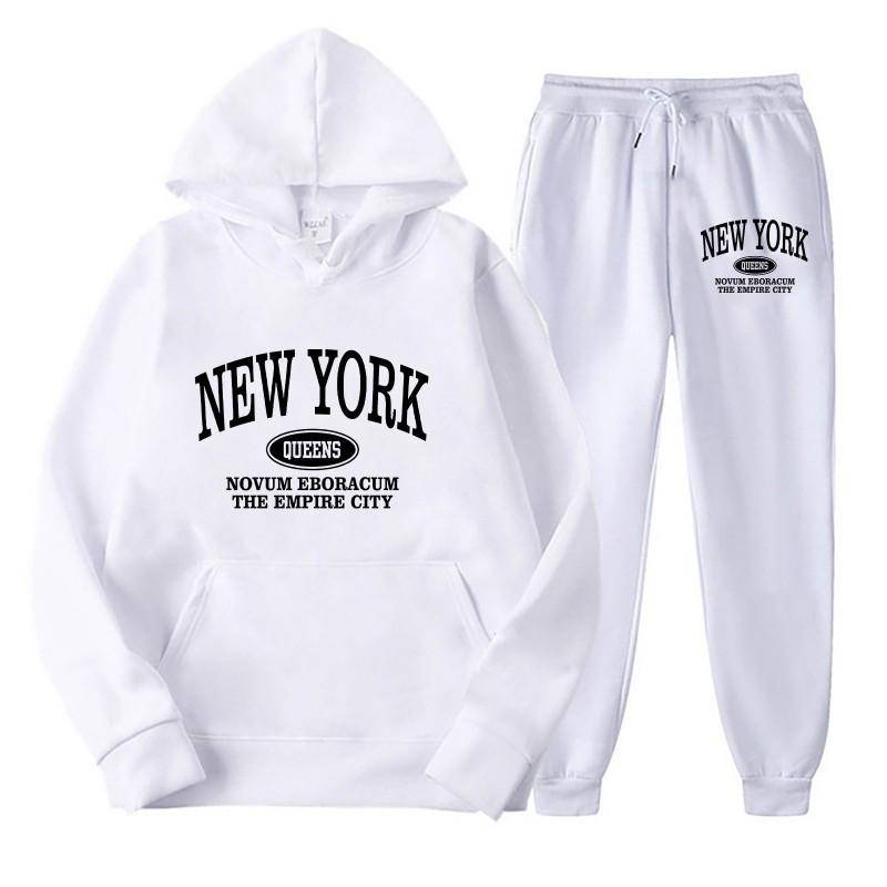 Mens Hooded Sweatshirt Set With Print Casual Sportswear Two-Piece Outfit Fall