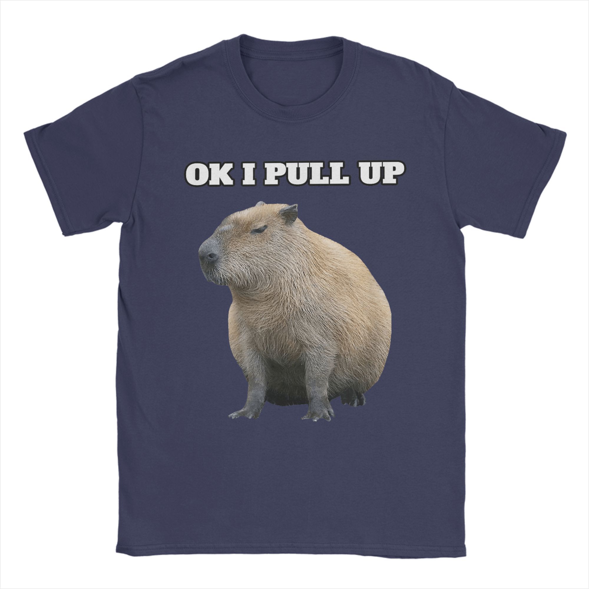 

Ok I Pull Up Capybara T-Shirt Men Awesome 100% Cotton Tees Round Collar Short Sleeve T Shirt Printing Clothes 4XL