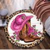 1Pc Cowgirl Boots Hat Circular Print Rug - home decoration Carpet For Living Room Bedroom Flooring Computer Chair Area Rug
