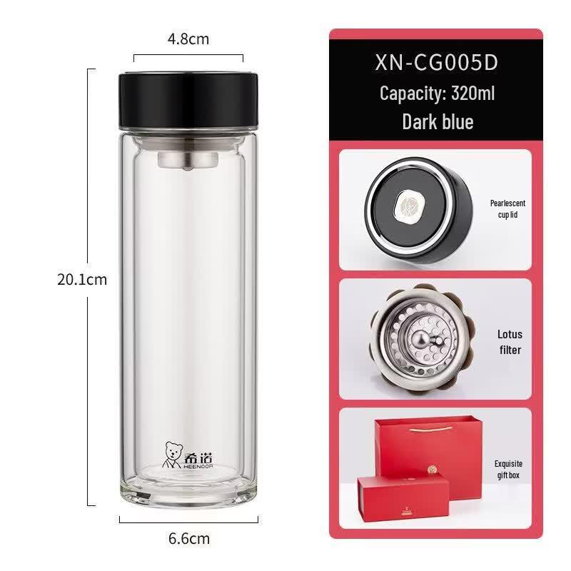 Heenoor Double-Walled Glass Tea Infuser Mug