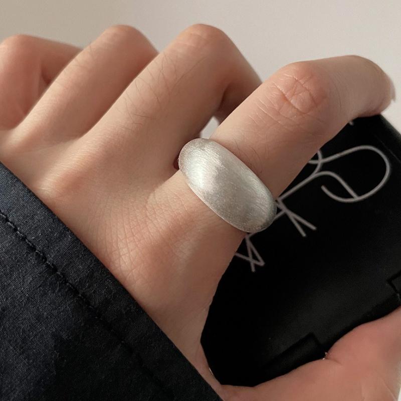 Silver Solid Matte Brushed Matt Chunky Satin Ring for Women Modern Minimalist Open Ring Jewelry Accessory