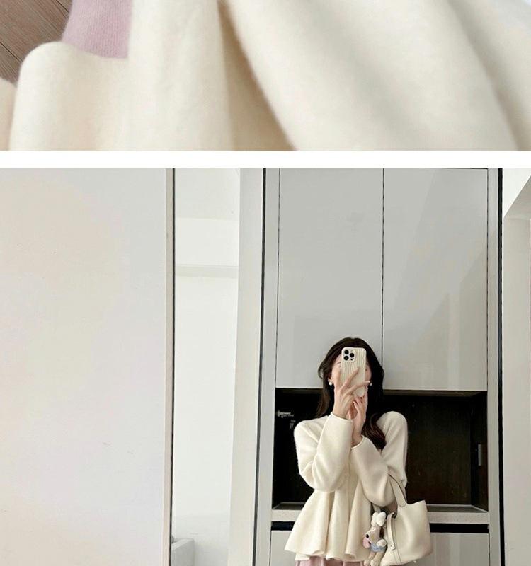 Set Pulover Tricotat Toamnă/Iarnă și Pantaloni Maternitate cu Picior Larg