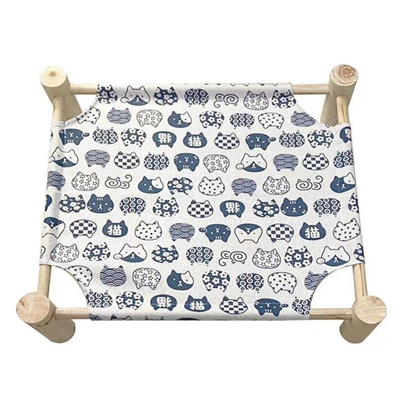 Abnehmbares und waschbares Haustier-Feldbett, bequemes Katzennest für alle Jahreszeiten, feuchtigkeitsbeständiges Katzenbett aus Kiefernholz, Zwinger-Hängematte