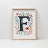 Plakat "F" Z Kolorowymi Kwiatami Plakat "F" Z Kolorowymi Kwiatami, 50X70 Cm, Rama Drewniana Jasny Dąb, Papier Matowy 230 Gsm