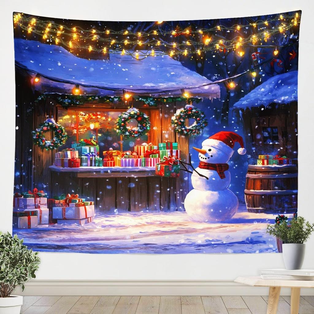 Frohe Weihnachten Wandteppich Neujahr Hintergrund Wandbehang Dekoration Kamin Strümpfe Geschenke Hängestoff