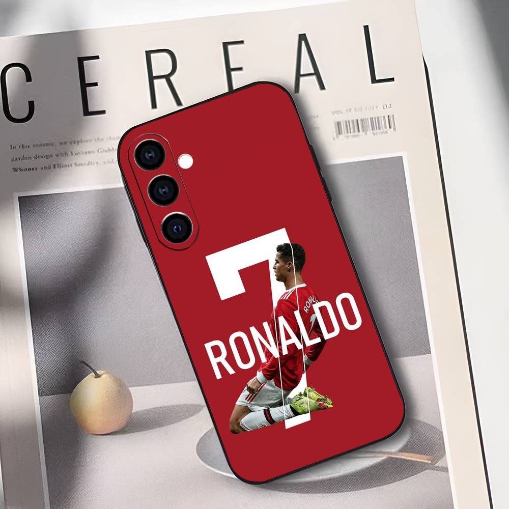C-CR7 Football Ronaldo Phone Case For Samsung Galaxy A73,A72,A71,A70,A53,A52,A51,Soft Silicone Black Cover